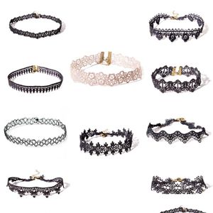 Gargantillas Vintage Gothic Plain Choker Style Collares Set Mujeres Tattoo Lace Neck Tops Collar Para Damas Niñas Joyería de Moda Drop Del Dhxlx