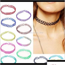 Chokers vintage stretch kettingen voor meisje charme gotisch elastisch vrouwelijk bruiloft cadeau Ophv9 f6npv drop levering sieraden hangers otpyq