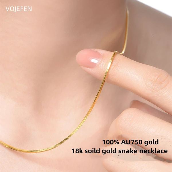 Gargantillas VOJEFEN 18 K Collares de serpiente de oro puro en cadenas Joyería de calidad de lujo Mujer AU750 Cuellos largos y delicados Enlaces de gargantilla Moda 231129