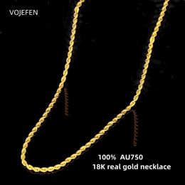 Gargantillas Vojefen 18k collares de oro para mujeres / enlaces de torsión masculina Cadenas de cuerda Gargantilla de cuello AU750 Oro real Joyería fina Regalos de vacaciones de lujo 231218