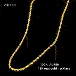 Chokers Vojefen Collares de oro de 18k para mujeres/enlaces de giro masculino Cadenas de cuerda Choker Au750 Real Gold Fine Jewelry Gifts de vacaciones de lujo 2312222