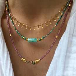 Chokers Winter Natural Stone Copper Alloy Spacer Mix en Match Necklace Man Women Vintage Trendy Ethnic Style Accessoires 230524