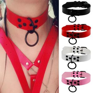 Chokers vrouwen gotische ketting o ring sexy punk choker lederen cosplay cosplay goth sieraden harajuku accessoires heal2222