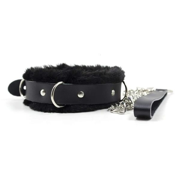 Chokers Woogge Alivable Black Real Coue Coun Collar avec chaîne Lash Faux Fur Bined D Collier Animal Animal Accessoires 231007