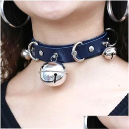 Chokers Y Punk Leather Choker Collier MtiLayer Bells Metal Collar Bondage Cosplay Bijoux Goth Accessoires Harajuku Drop Livraison N Dhxr1