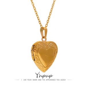 Sautoirs YHPUP Coeur En Acier Inoxydable Pendentif Goutte Collier Étanche Ami Po Cadre Photo Médaillon Charme Collier Bijoux Cadeau 230411