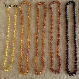 Sautoirs Yoowei gros collier d'ambre baltique naturel pour bébé adulte 100% réel irrégulier baroque ambre Original ambre bébé puce bijoux 231101