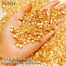 Colliers Yunli Pure 999 Gold Pendentif étoile à cinq branches Collier réel 24K DIY pour femmes Fine Bijoux Cadeau 231129