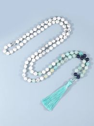 Colliers YUOKIAA 108 Mala Prière Perles Howlite Collier Naturel Rosaire ite Bohème Yoga Méditation Esprit Japamala pour Hommes Femmes 231025