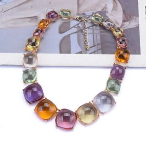 Colliers ZA multicolore résine transparente collier ras du cou femmes déclaration indienne plaqué or métal grand collier collier bijoux 230927