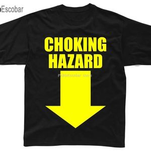 Choking Hazard Mens T -shirt S3XL Zwart grappig gedrukt ontwerp top onbeleefd grap volwassen retro tee shirt 240409