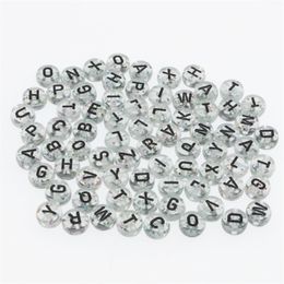 CHONGAI 300pcs paillettes multicolores lettres transparentes perles alphabet acrylique perles d'espacement pour la fabrication de bijoux bricolage 7mm Y200730