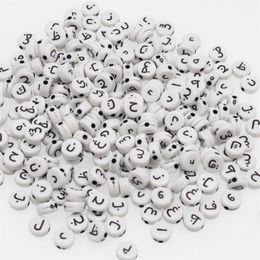 CHONGAI 300 pièces rondes acryliques lettres de l'alphabet arabe perles en vrac mélange de lettres pour la fabrication de bijoux bricolage perles accessoires 4X7mm Y200730251f