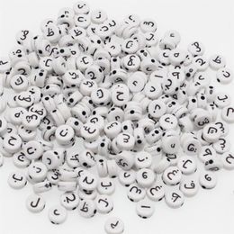 CHONGAI 300 pièces rondes acryliques lettres de l'alphabet arabe perles en vrac mélange de lettres pour la fabrication de bijoux bricolage perles accessoires 4X7mm Y200730228S