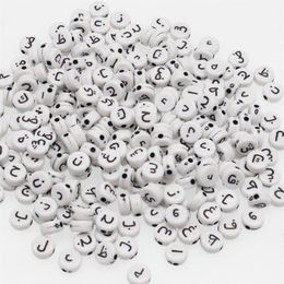 CHONGAI 300 pièces rondes acryliques lettres de l'alphabet arabe perles en vrac mélange de lettres pour la fabrication de bijoux bricolage perles accessoires 4X7mm Y200730338O
