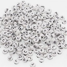 CHONGAI 300 pièces rondes acryliques lettres de l'alphabet arabe perles en vrac mélange de lettres pour la fabrication de bijoux bricolage perles accessoires 4X7mm Y200730243R