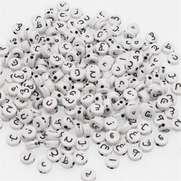 CHONGAI 300 pièces rondes acryliques lettres de l'alphabet arabe perles en vrac mélange de lettres pour la fabrication de bijoux bricolage perles accessoires 4X7mm Y200730241M