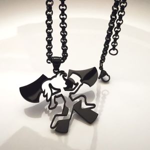 Kies Kleur Meisjes Stijl Dubbele Hatchet Hanger ICP TwizTid Elopement Muziek Charm Dames Rolo Chain Ketting 4mm 24 Inch