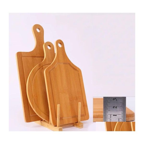 Blocs à découper en gros 3 tailles plateaux à pizza en bambou maison cuisson main Mtifunction cuisine planche à découper grande assiette alimentaire D1294 T03 Dr Dhygz