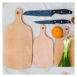 Blocs à découper Planches à découper en bois Pizza Fruit Pain Plate Bois Chop Baking Board Tool Pas de fissuration Déformation Gga2604 Drop Deliv Dhe8M