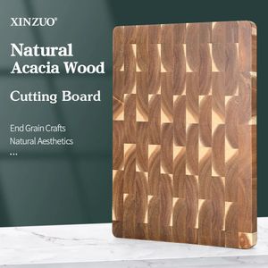 Blocs à découper XINZUO planche en bois d'acacia coupe de Grain d'extrémité rectangulaire cuisine professionnelle 231215
