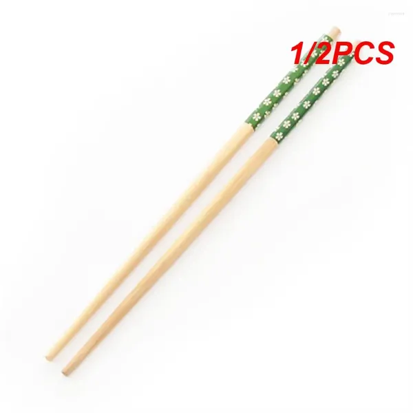Palillos 1/2pcs bambú natural reutilizable tradicional hecha a mano china clásica herramienta de cocina de sushi de madera de madera de 24 cm
