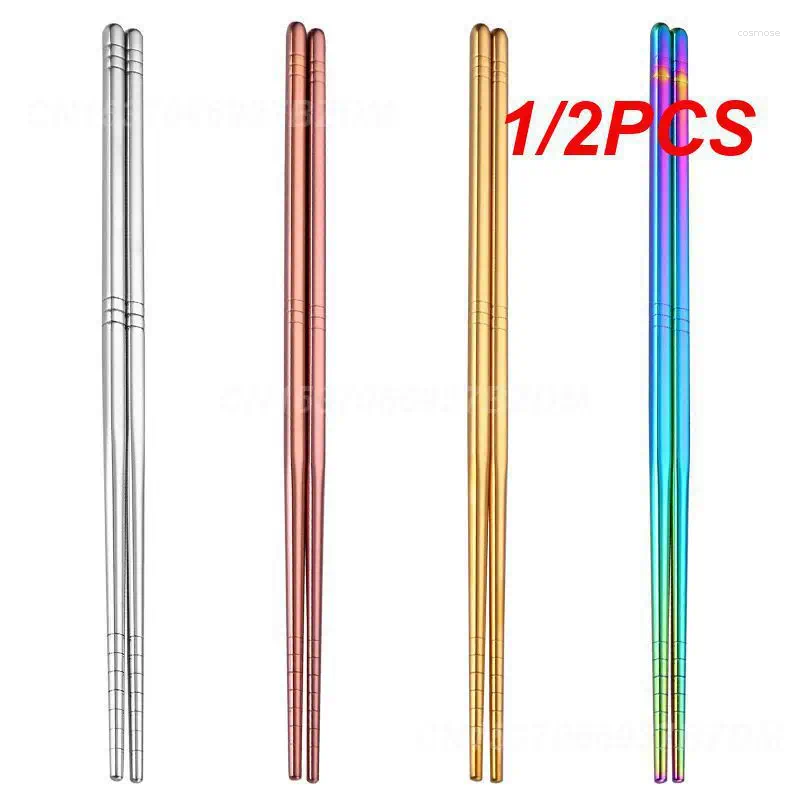 Chopsticks 1/2PCS Stainless Steel High Temperature Non-Slip Colorful Sushi Home Kitchen Tableware