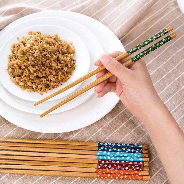 Baguettes 1 paire de bambou naturel réutilisable traditionnel fait à la main chinois classique en bois Sushi outil de cuisine 24 cm Pot