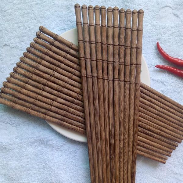 10 pares de palillos chinos reutilizables, creativos, de bambú, con alas de pollo, artesanía de madera, juego de vajilla para el hogar
