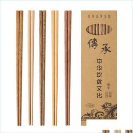 Palillos 10 pares palillos de madera 25cm reutilizable chino japonés ecofry sushi arroz palillo de palillo entrega de jardín de jardinería dhhjf