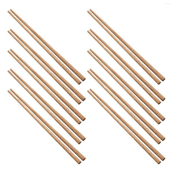 Palillos 10 Piezas Madera Rústica Antideslizante Reutilizable Vajilla Utensilios Niños Palillos Set Para Ramen El Restaurant Pot