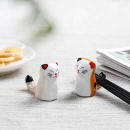 Palillos 1 pieza soporte para palillos gato de cerámica Panda descanso creativo lindo soporte suministros de cocina vajilla utensilio decoración del hogar