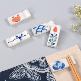 Eetstokjes 1 pc vierkante blauwe en witte keramische houder Japanse stijl keuken kussen kussens eetstokje rusttasje