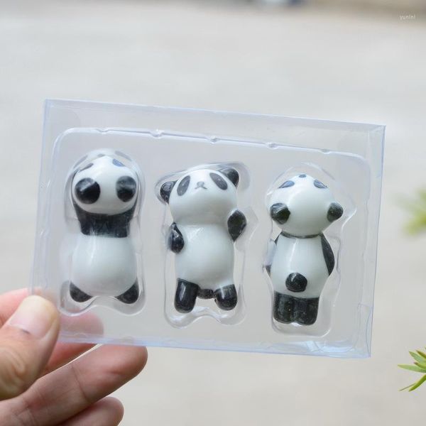 Baguettes 3PCS Panda Forme Titulaire Cadeau Stand Unique En Céramique Baguettes Repos Cuillère Petite Décoration Accessoires De Bureau
