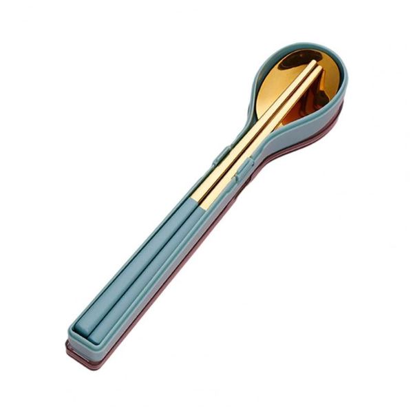 Palillos 3 unids/set cubiertos creativos forma ergonómica vajilla portátil cuchara de sopa lindo regalo de Navidad juego de palillos caso