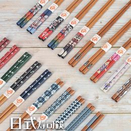 Baguettes 5 paires de baguettes réutilisables de style japonais motif créatif naturel outil de cuisine ensemble de restaurant