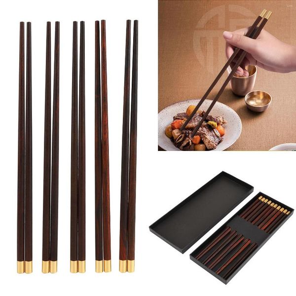 Baguettes 5 Paires Ensemble En Bois De Style Chinois Vaisselle Artisanale Sûre Cadeau Pour Les Amis De La Famille Bois De Santal Rouge