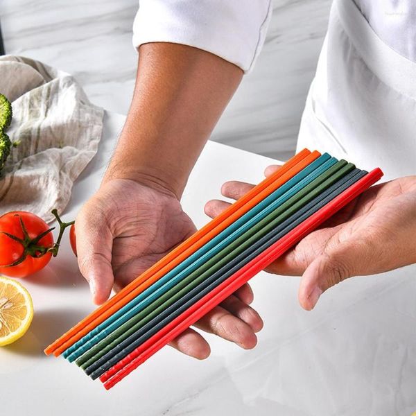 Baguettes 5 paires ensemble de Silicone japonais antidérapant nouilles Sushi baguette de cuisine vaisselle cadeau vaisselle