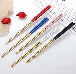 Bopsticks 5pair en acier inoxydable Titanize chinois Gold CHOPSITCKS Set Cop Sticks utilisés pour la vaisselle de sushi QA 143