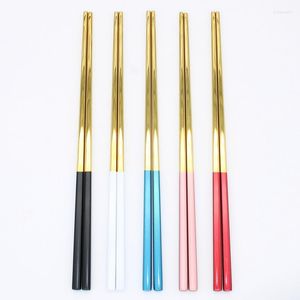 Chopsticks 5Pairs Set chino de acero inoxidable Titanize Gold Metal utilizado para palitos de sushi Cineboz Hashi