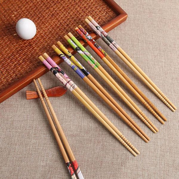 Palillos 5 pares de vajilla hecha a mano, paquete de herramientas, regalo, palillos naturales de sirvienta japonesa, juego de bambú para cocina, hogar, El