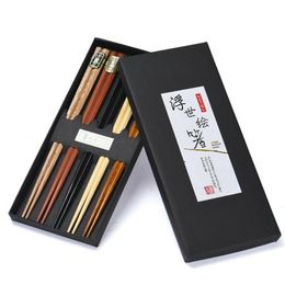 Essstäbchen 5 Paar japanische hölzerne Sushi-Sticks Nudeln Hacken Koreanisches Geschirr Küchenbedarf Chinesisch2814