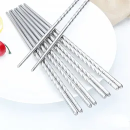 Baguettes 6 paires Palillos Chinos baguettes en acier inoxydable accessoires de cuisine vaisselle de ménage antidérapant pour Comida chine