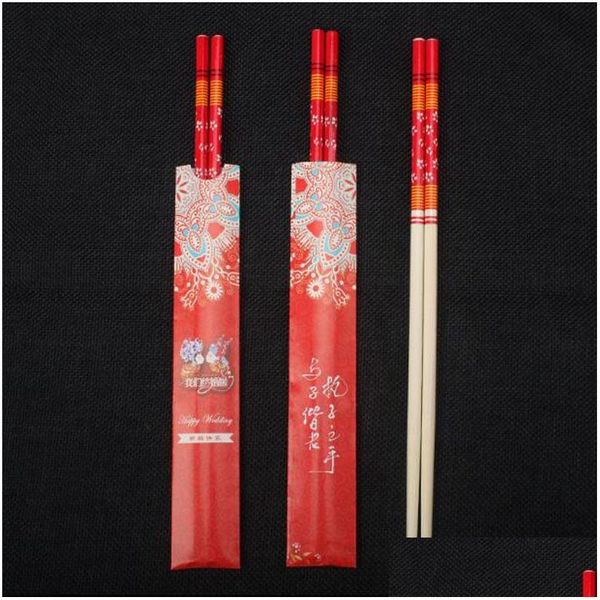 Baguettes en bambou pour le dîner actuel, design classique, cadeau chinois rouge, emballé individuellement, Zc0332, livraison directe, maison, jardin, cuisine, Dhhpz