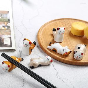 Eetstokjes Keramische Kitten Chopstick Rest Kat Vorken Lepel Houder Diner Stand Woondecoratie Ornament Inwijdingsfeest Cadeau