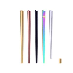 Palillos Palillos 304 Acero inoxidable Wed Square Brillante Sier Gold Rose Black Rainbow Venta al por mayor Sn3764 Drop Delivery Home Garden K Dhc75