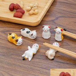 Baguettes mignons chat en céramique support de conception fin conception de baguette coiffe d'oreiller greffe de style japonais de style japonais