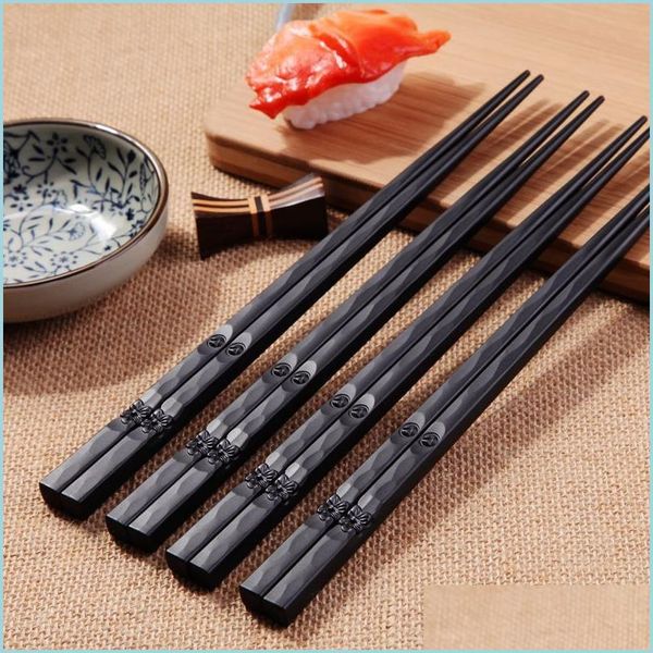 Baguettes Fibre De Verre Alliage Noir Réutilisable Passe Au Lave-Vaisselle Sushi Restauration Rapide Nouilles Chop Sticks Couverts Chinois Drop Delivery Accueil G Dhsk6