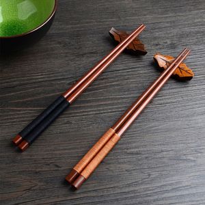Chopsticks Handmade Japanese Natural Chestnut Wood Sushi Chopsticks Set Value Gift Sushi Chinese food Tie line 230605