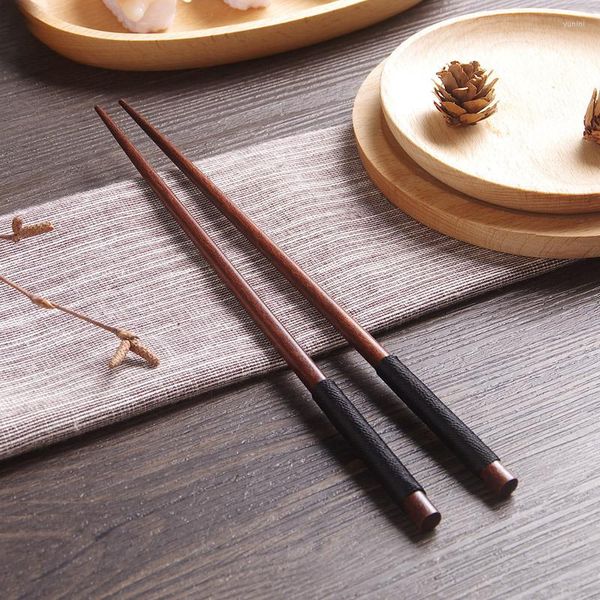 Palillos hechos a mano japonés castaño natural madera sushi conjunto valor regalo chino corbata línea vajilla